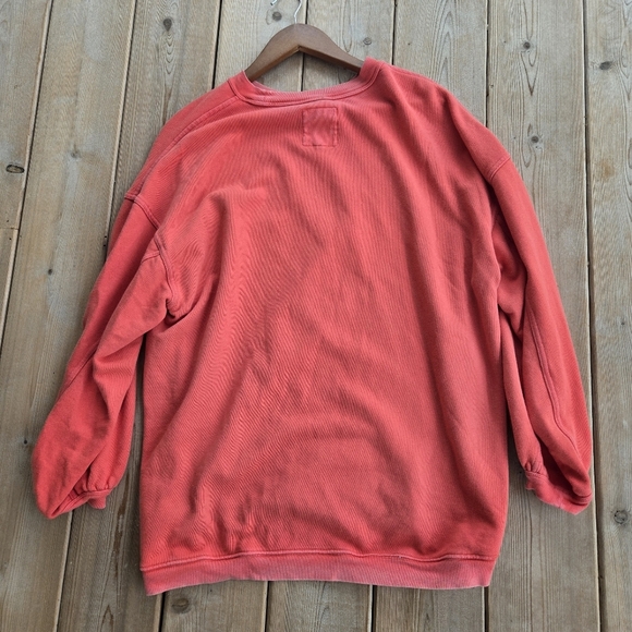 Aerie Pretty Coral Sweatshirt Oversized Medium Heart Distressed - Picture 3 of 6